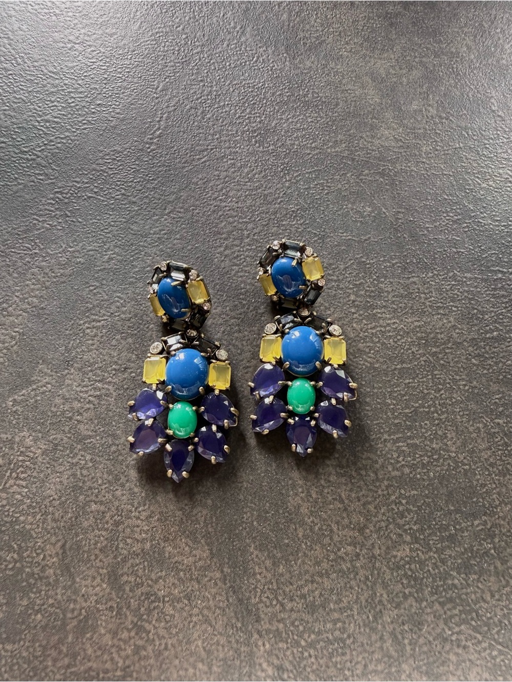 Stella and Dot Purple Blue Rhinestone Drop Earrings